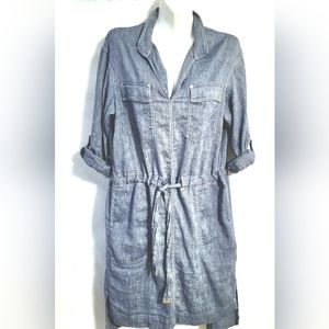 Jones New York Navy and White Woven Pull On Dress